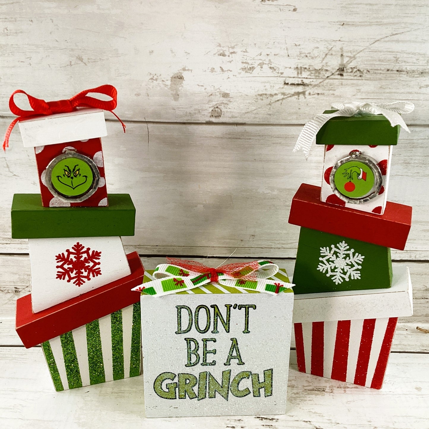 AGD Christmas Decor - Whimsy Red Green Stacking Gifts 3pc
