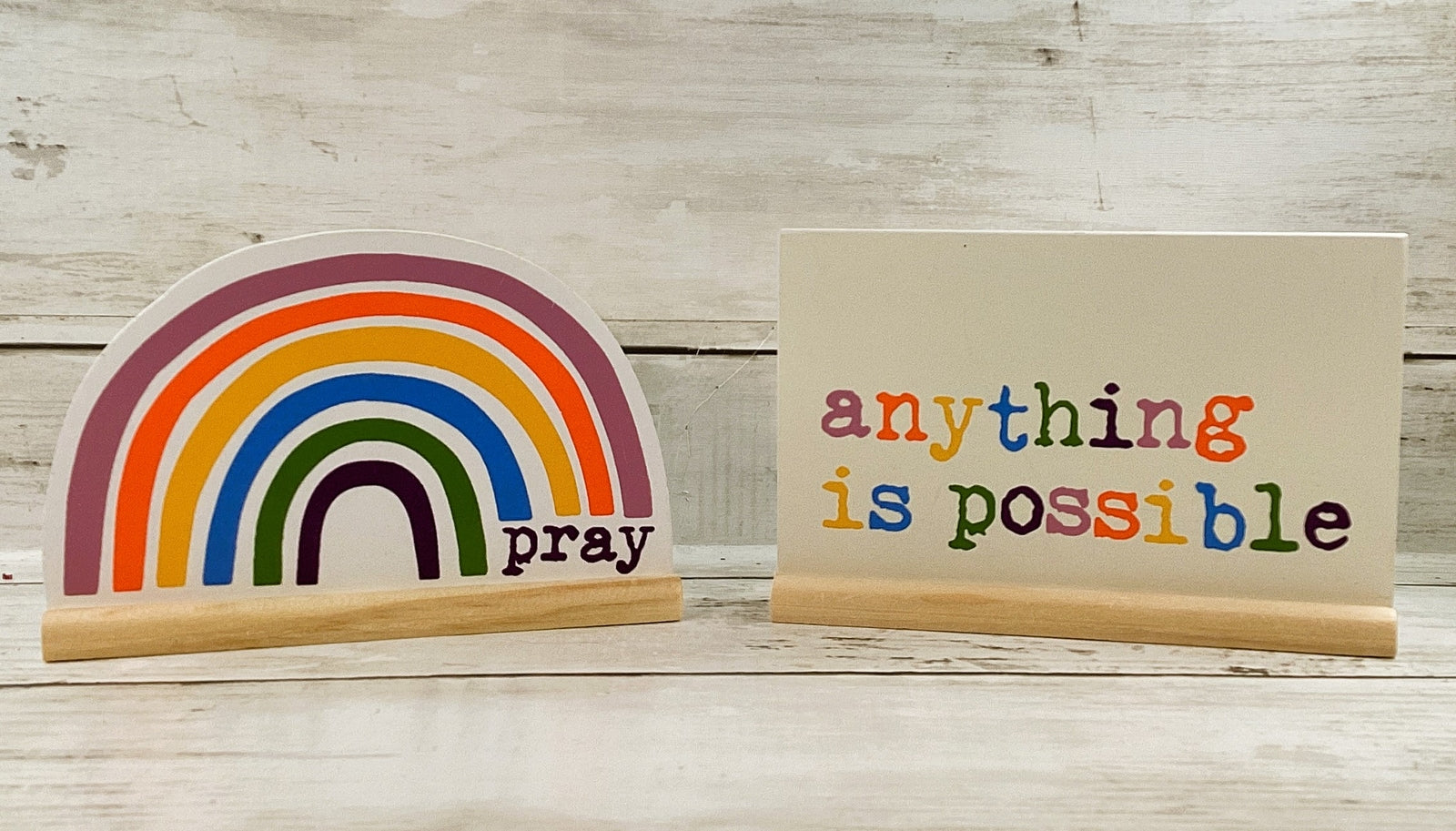 AGD Summer Decor - Inspiration Faith Pray Anything Possible Rainbow 2pc