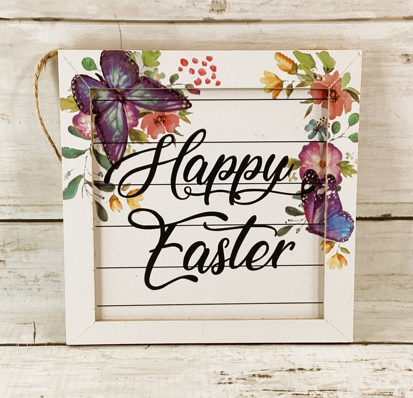 HL Easter Decor - Easter Sentiment Floral Small Ship-lap Ornament