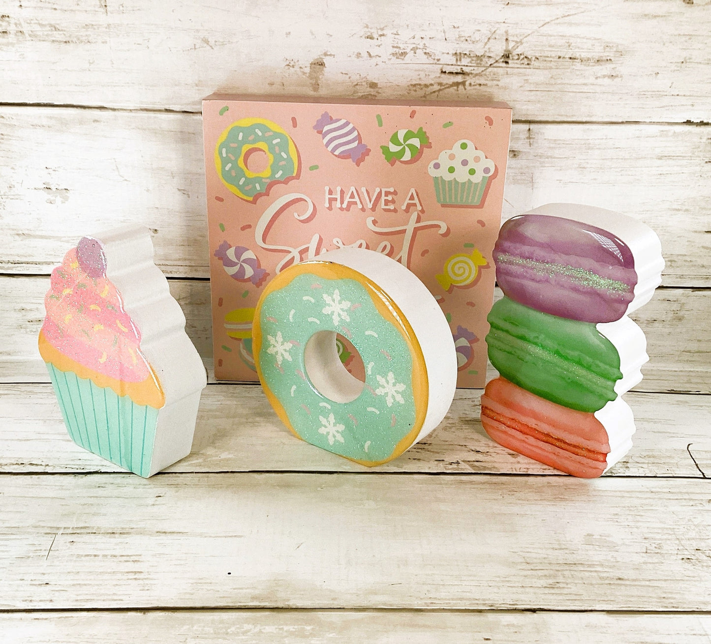 HL Christmas Decor - Pastel Wood Acrylic Sweet Pink Faux Food