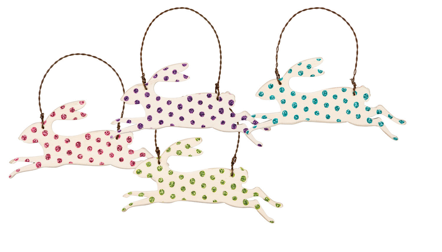 PBK Easter Spring Decor - Polka Dot Bunny Rabbit Ornaments 4pc Set
