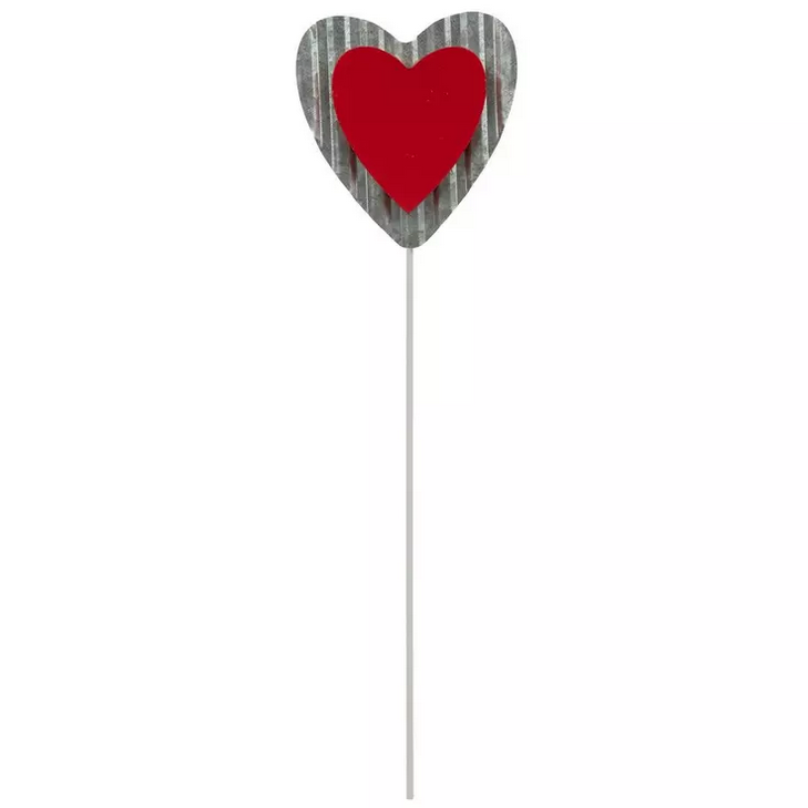HL Valentines Craft Supply - Metal Wood Stacked Heart Stake Pick