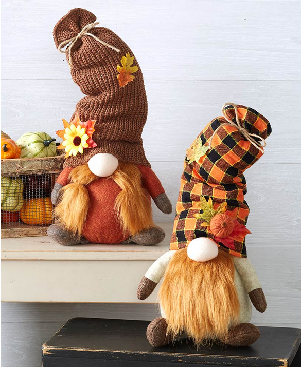 LC Fall Decor - Mr. Harvest Autumn Plaid Plush Large Gnome 18-inch tall