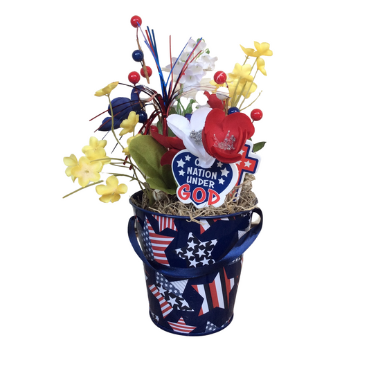 AGD Patriotic Decor - One Nation Under God Cross Small Floral Centerpiece