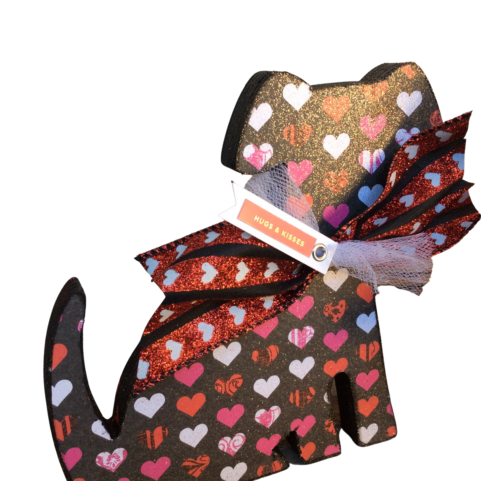 AGD  Valentines Decor - Hugs Kisses Be My Wood Cat Dog 2pc Set
