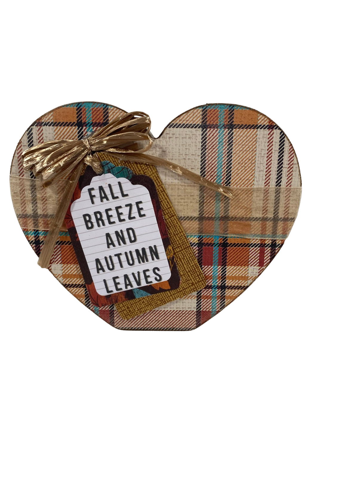 AGD Fall Decor - Fall Breeze Autumn Leaves Reversible Chunky Heart Sitter