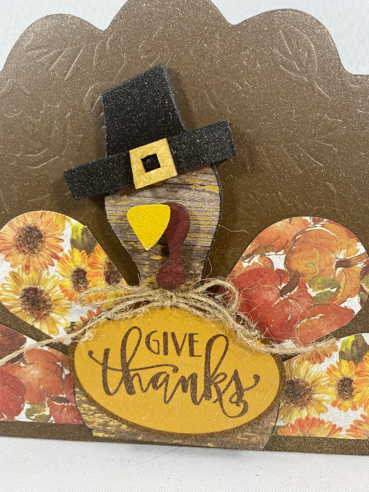 AGD Fall Decor - Reversible Give Thanks Chunky Wood Turkey Sign
