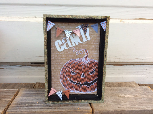 AG Designs Halloween Decor - Jack o Lantern CANDY - Shadow Box