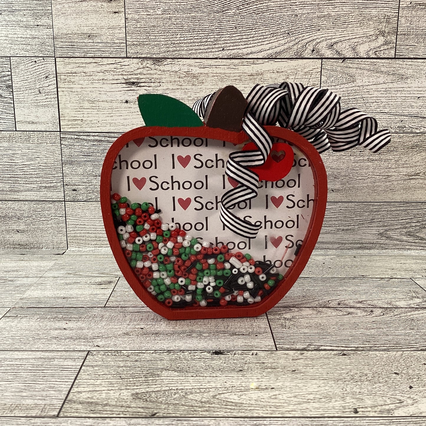 AGD Fall Decor - Teacher I Love School Chunky Wood Shaker Sitter