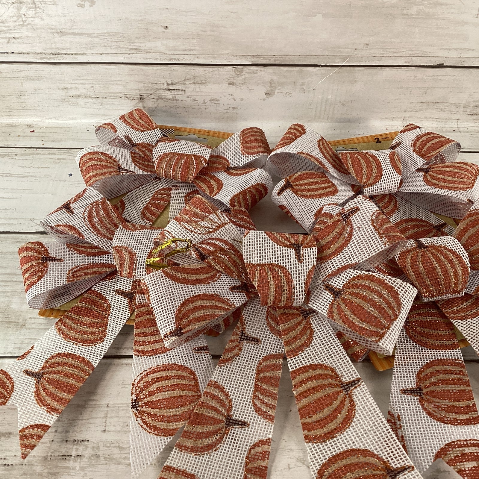 DT Fall Craft Supply - Small PVC Pumpkin Plaid Bows 8 bows