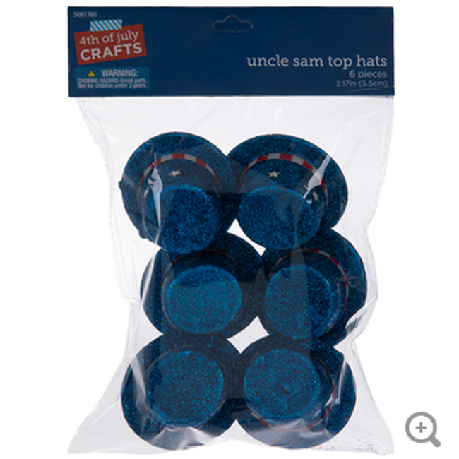 HL Craft Supply - Red White Blue Miniature Glitter Uncle Sam Hats  6pc Set