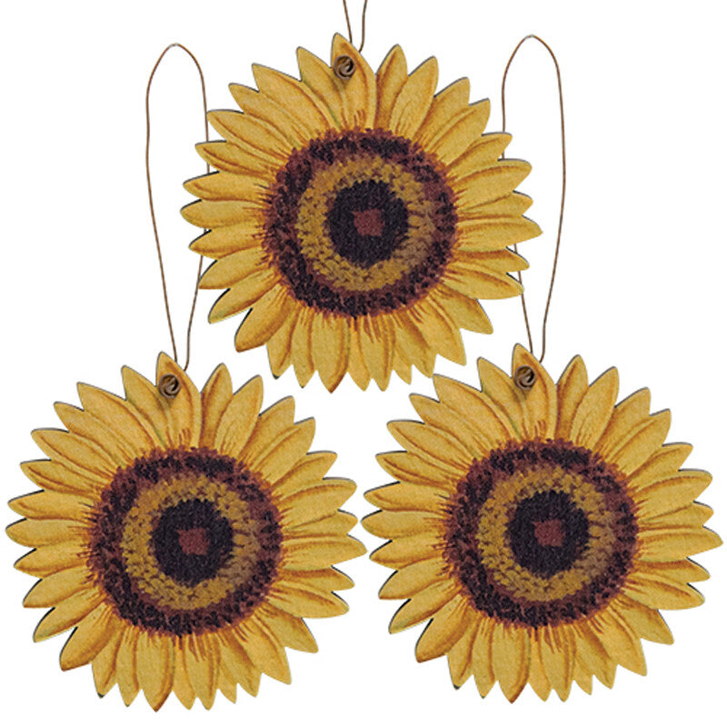 CWI Fall Craft Supply - Wood Sunflower Ornaments 3pc Set
