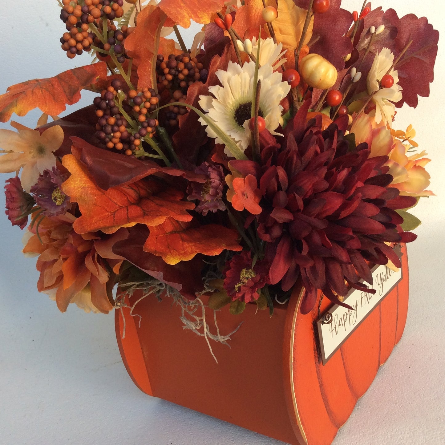 AGD Fall Decor-Harvest Thanksgiving Pumpkin Reversible Artificial Floral Display