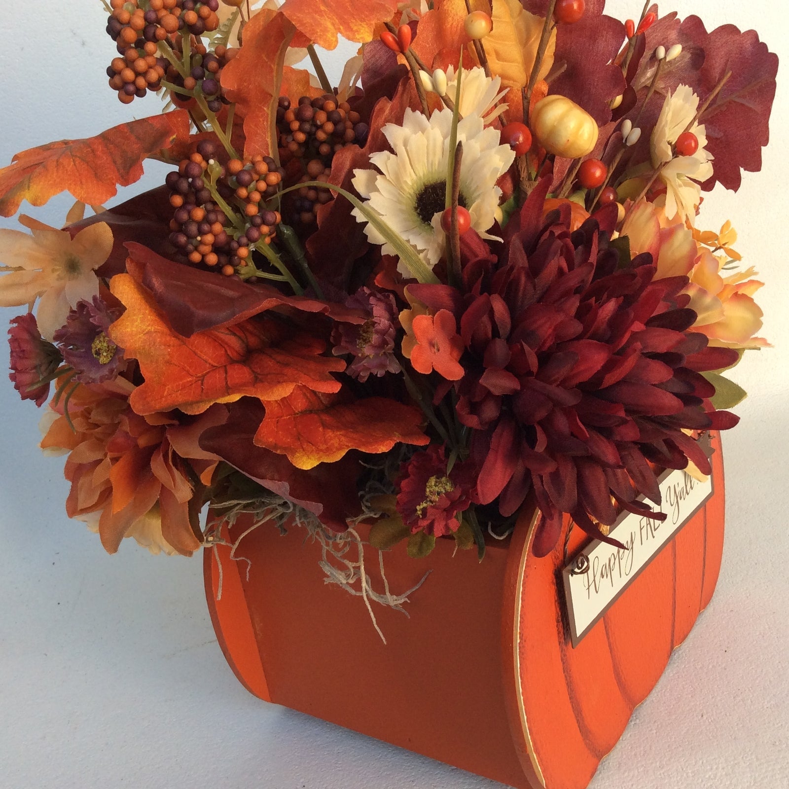 AGD Fall Decor-Harvest Thanksgiving Pumpkin Reversible Artificial Floral Display
