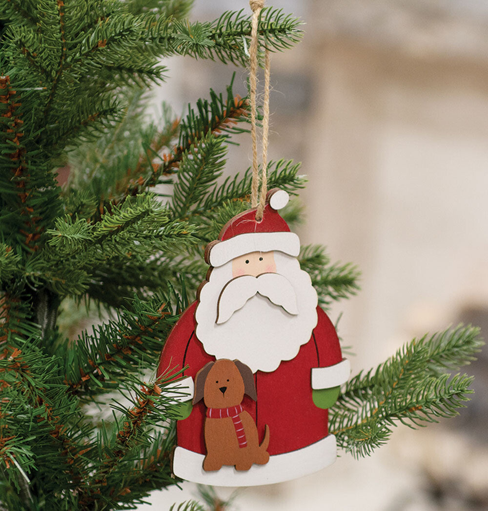 CWI Christmas Decor - Santa Claus with  Pet 3-D Puppy Dog Ornament