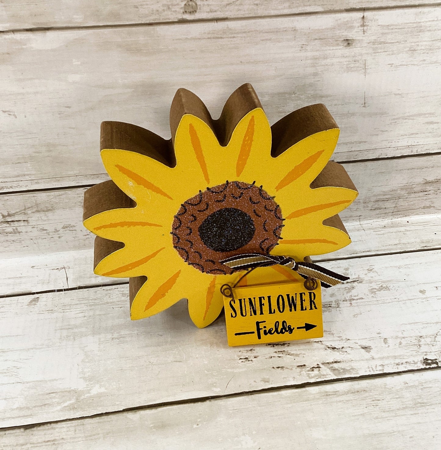 AGD Fall Decor - Chunky Wood Sunflower Field Sitter