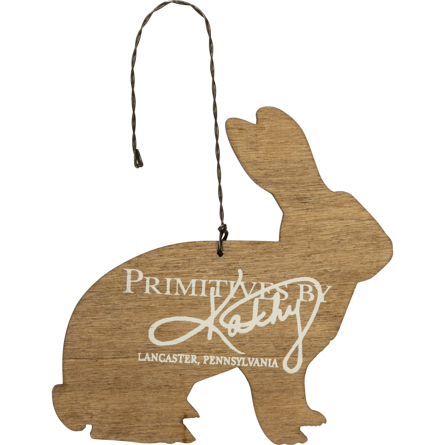 PBK  Easter Spring Decor - Wood Debossed Small Bunny Ornaments 3pc Set