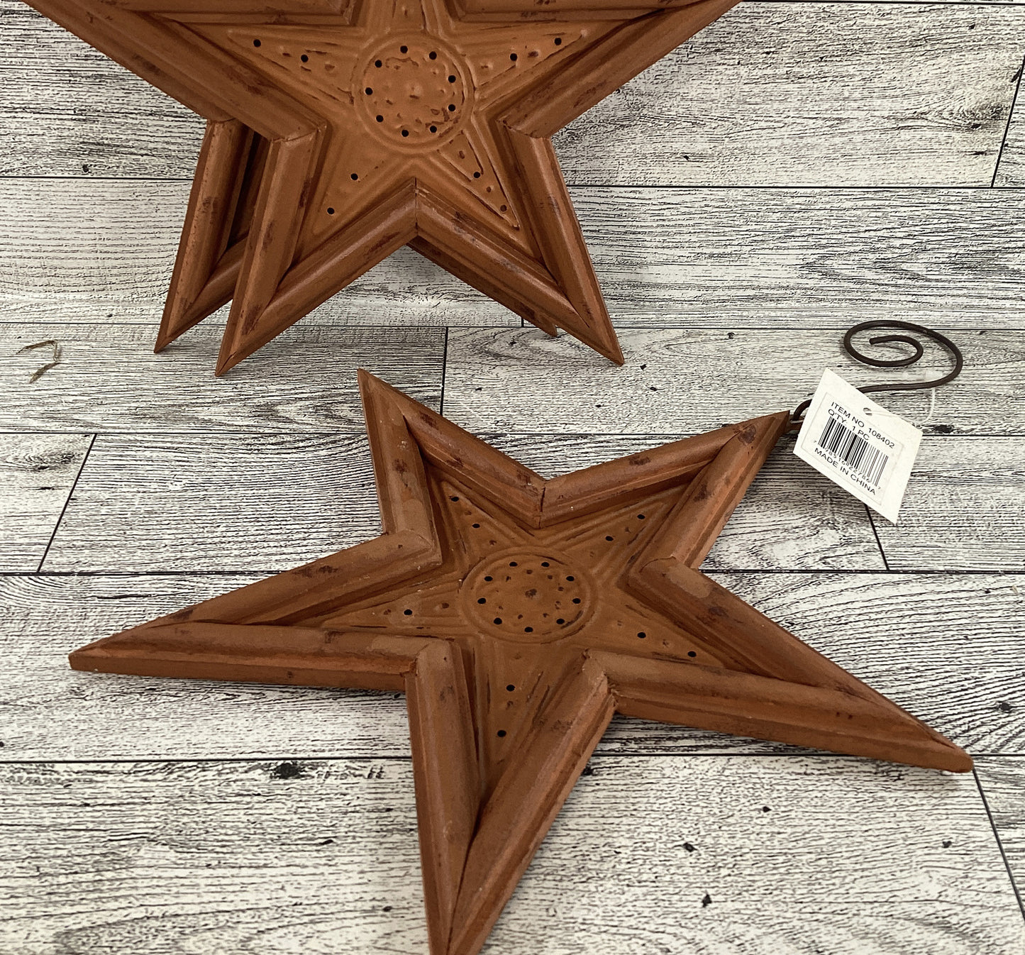 THT Prim Decor - Fall Autumn Muted Orange Star Ornament 3pc