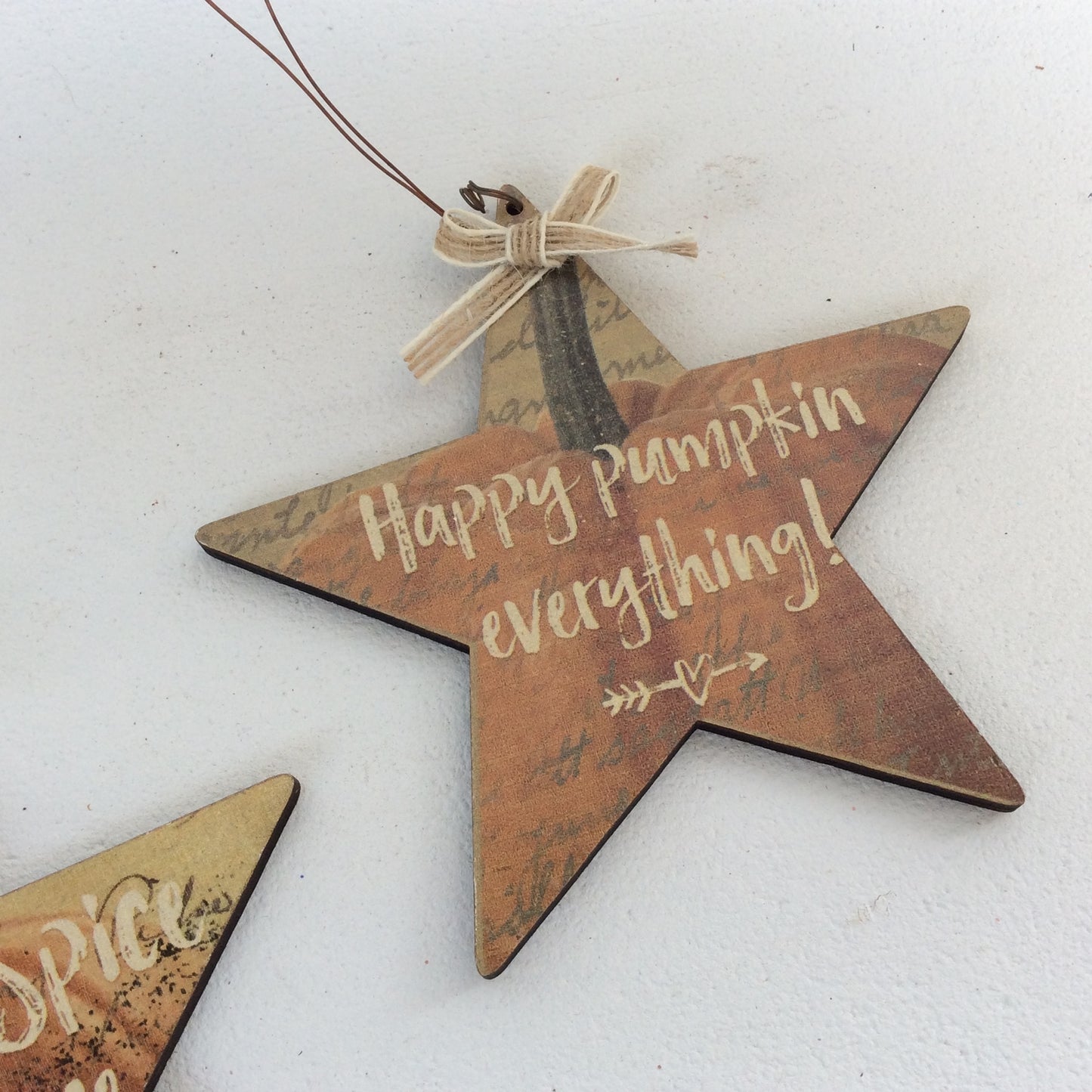 AGD Fall Decor - Happy Pumpkin Spice Everything Star Ornaments 2pc.