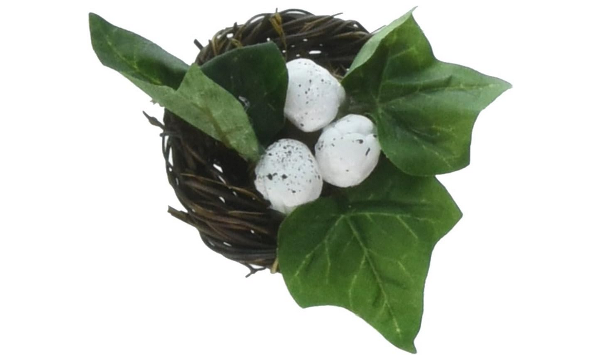 Darice Spring Decor - Mini Brown Nest with Eggs 2-inch