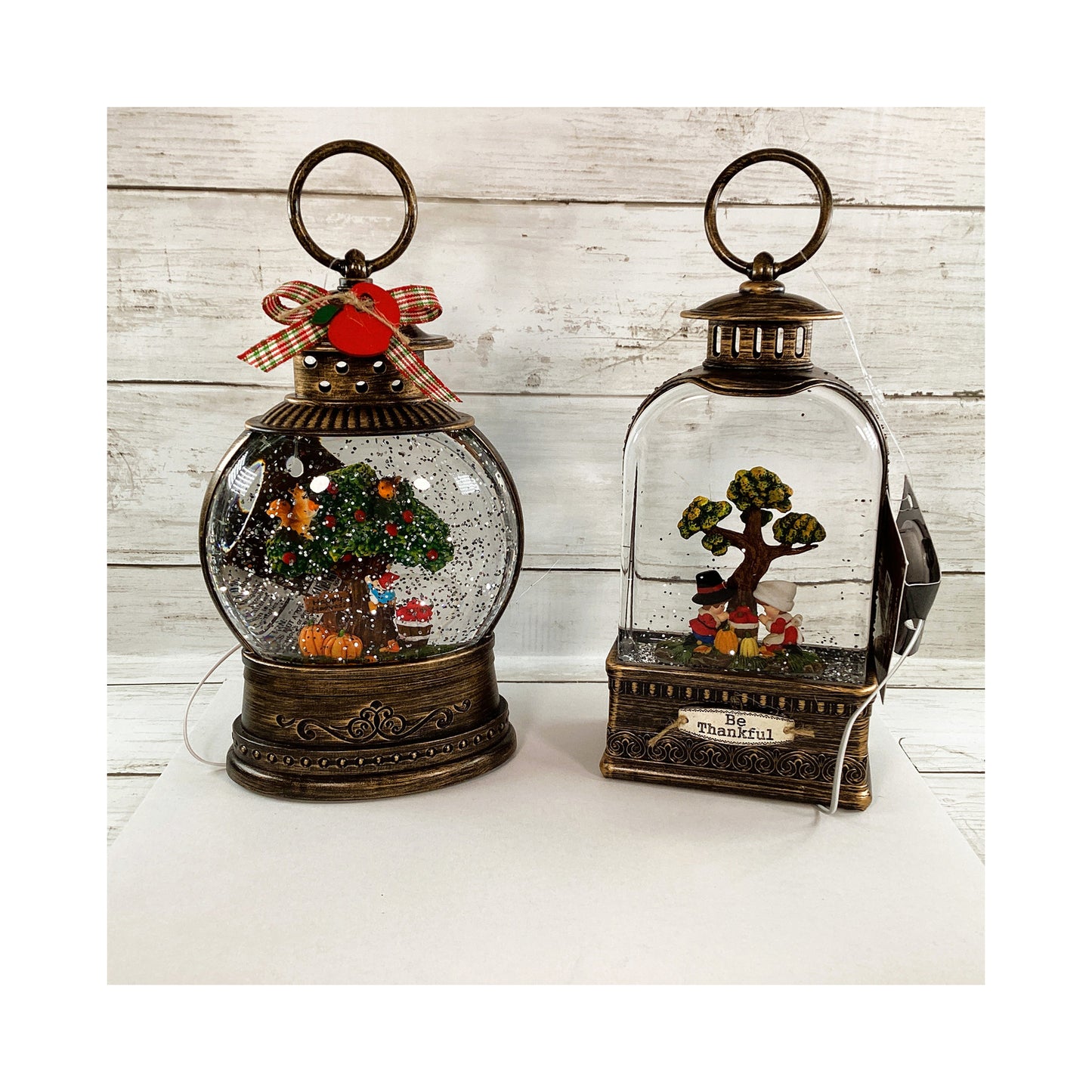 AGD Fall Decor -  Harvest Apple Tree Water Glitter LED Lighted Lantern