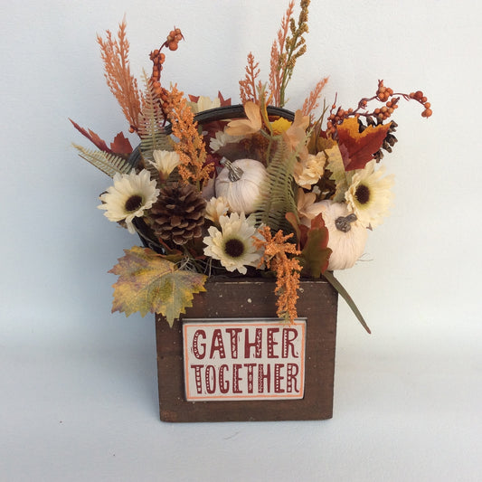AGD Fall Decor -  Farmhouse Gather Together Floral Flower Box Display