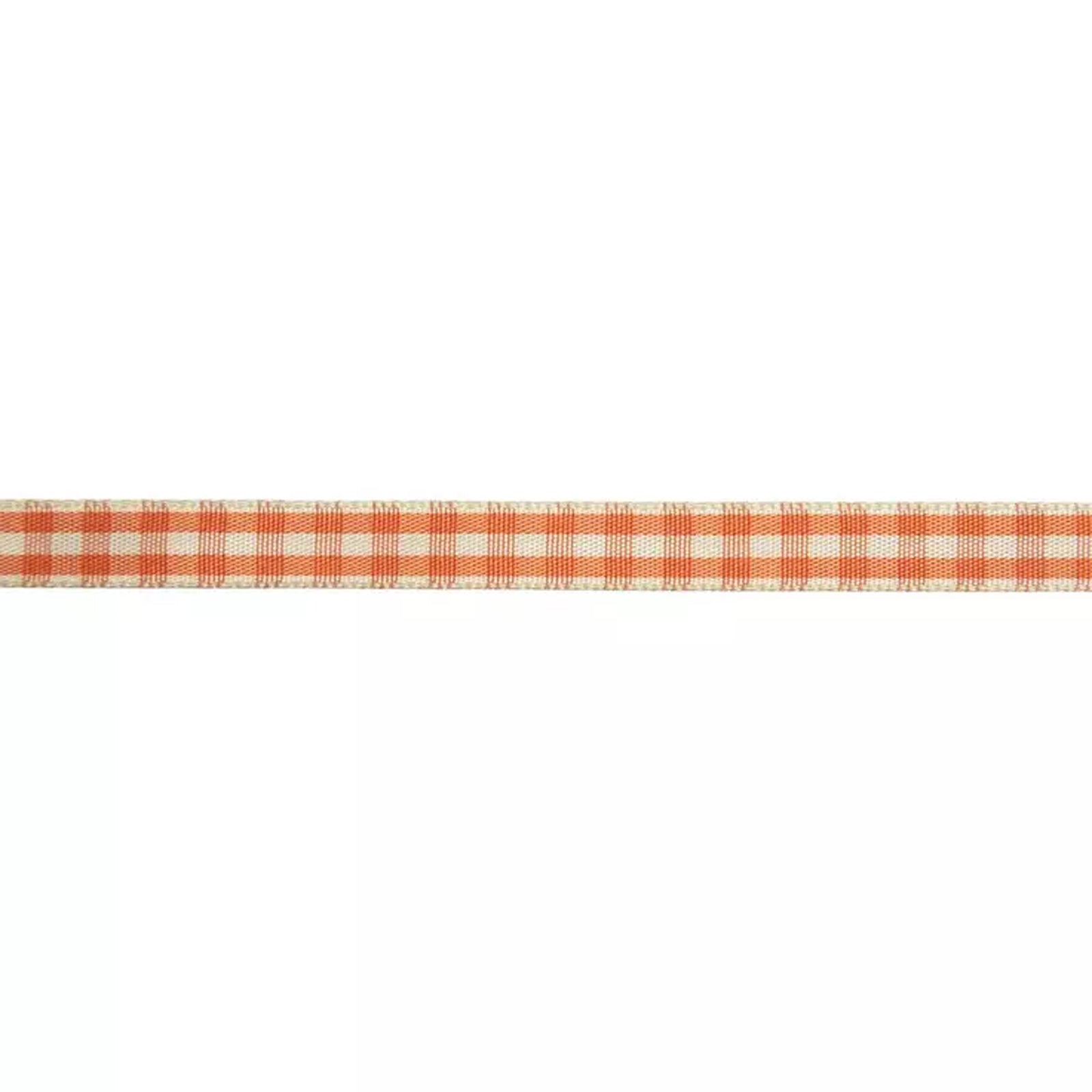 HL Fall Craft Supply - Orange White Gingham Ribbon 3/8-inch 10yds