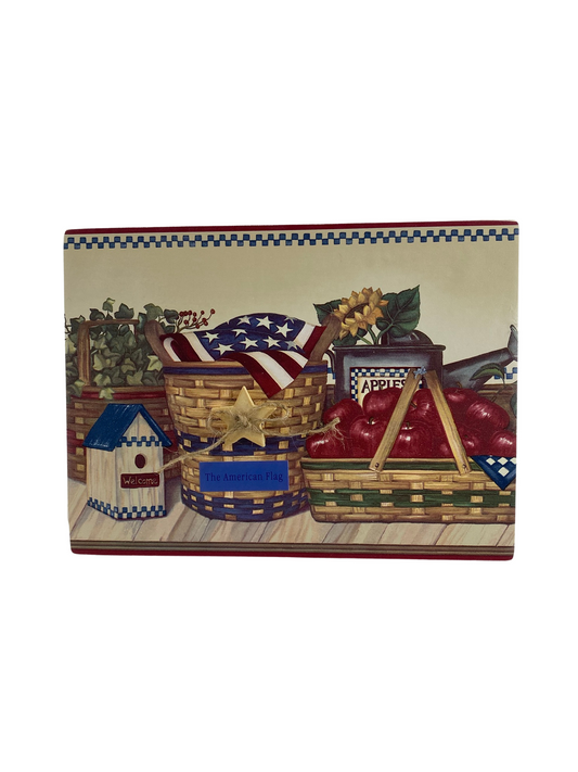 AGD Patriotic Decor - Prim Welcome Apple Basket Americana Box Sign