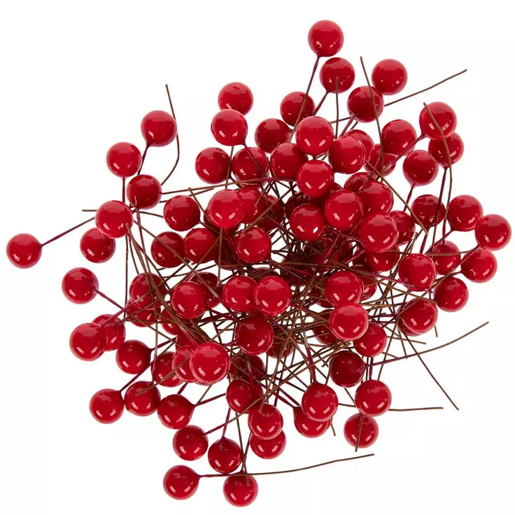HL Christmas Supplies Craft  - Small Red Berry Picks 100pc