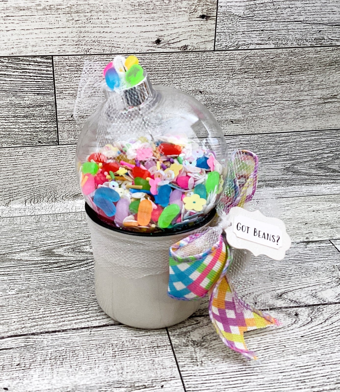 Spring Easter Decor Mini Mug Shaker Cup, Confetti Jelly Beans, Tier Tray