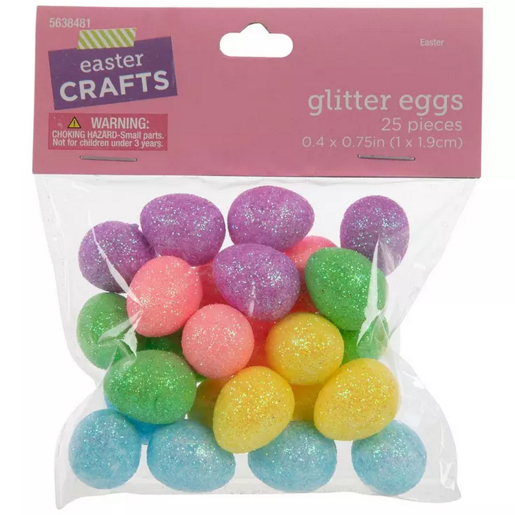 HL Easter Craft Supply - Mini Glitter Foam Eggs 25pc