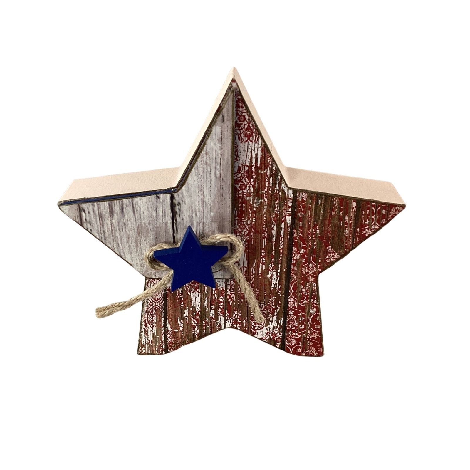 AGD Patriotic Decor -  Weathered July 4th Chunky Stars Tier Tray 3pc