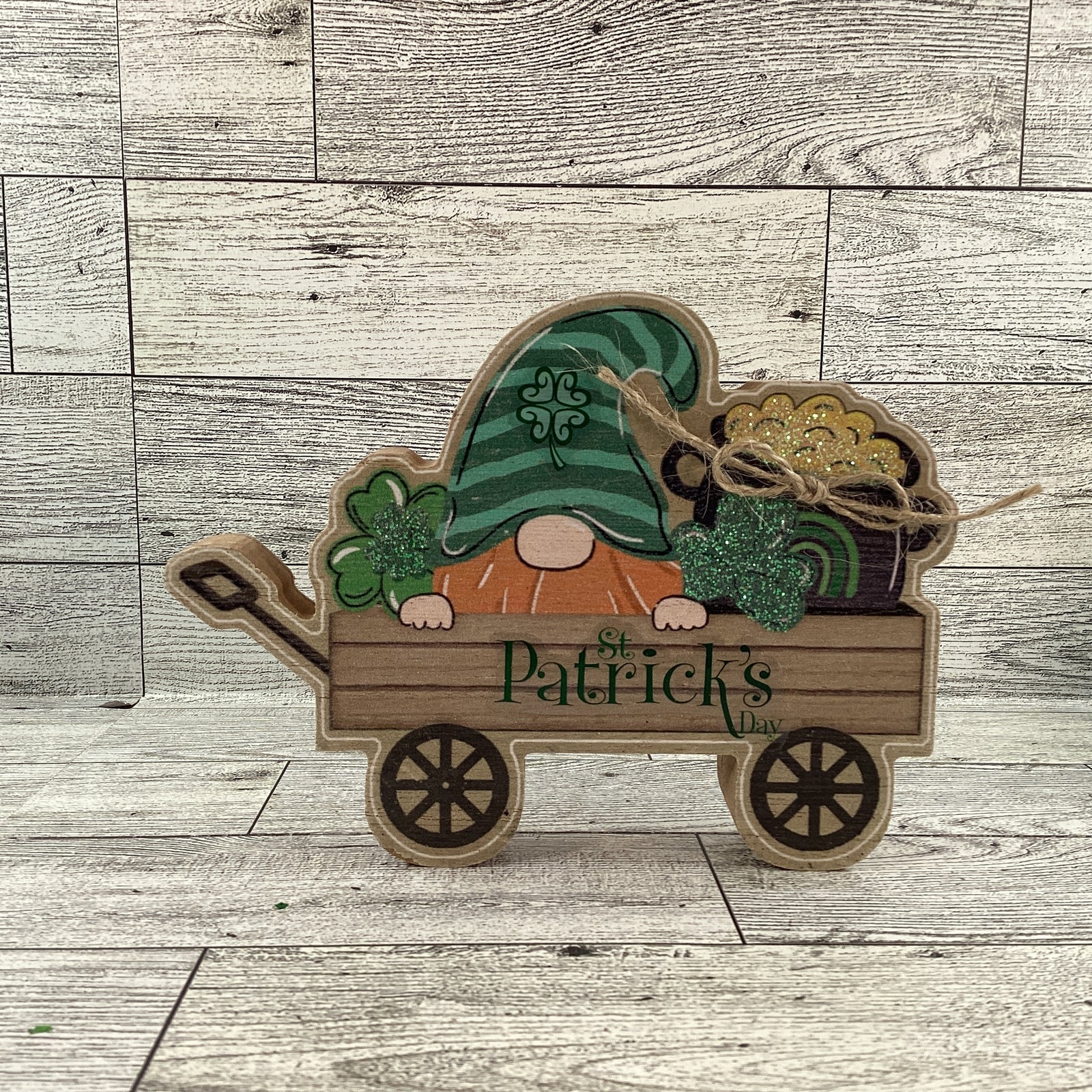 AGD St Patrick's Decor - Irish Sass Gnome Chunky Wagon Sign 2pc Set