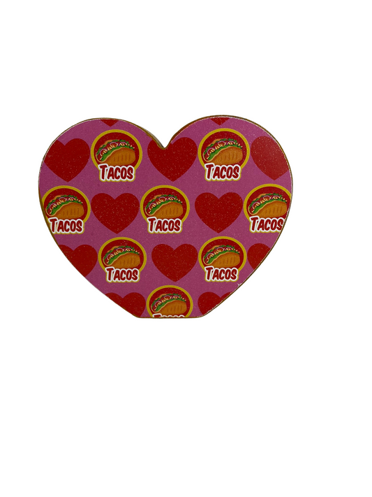 AGD Cinco De Mayo Decor - I Love Taco Double-Sided Chunky Heart Sitter