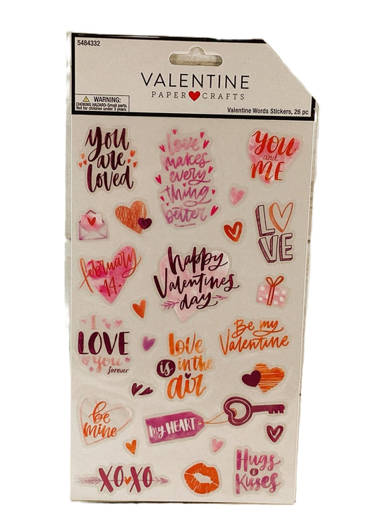 HL Valentines Craft Supply - Sentiment Word Stickers 26pc