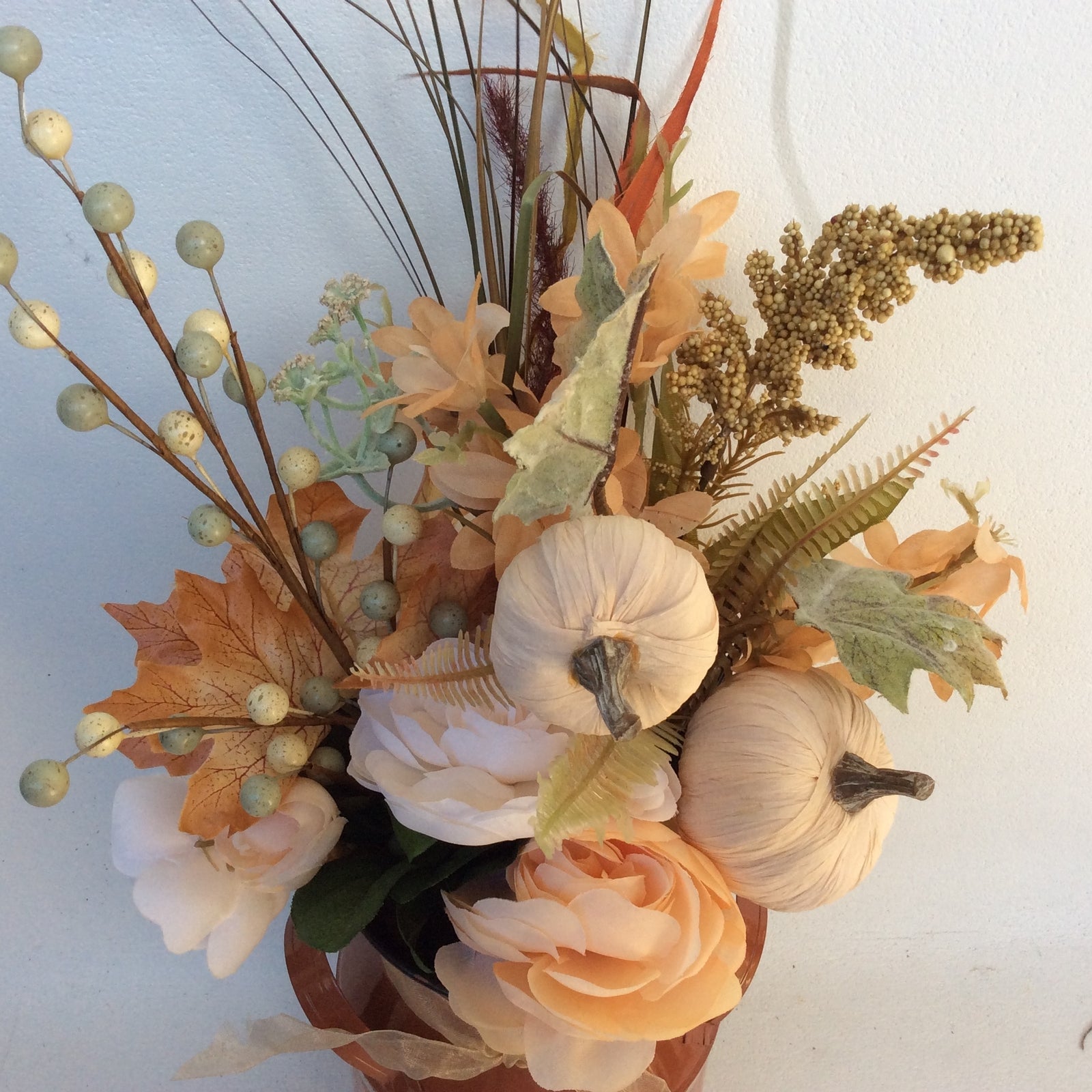 AGD Fall Decor - Pumpkin Spice Milk Can Filled Artificial Floral Display