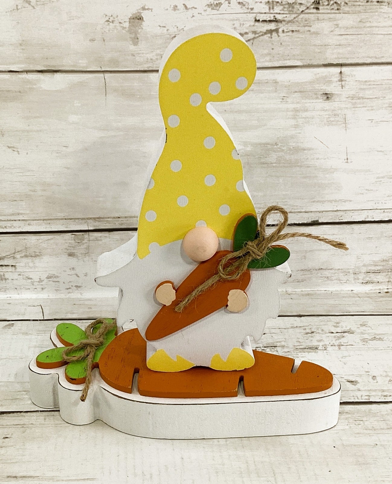 HL YI  Easter Decor - Chunky Wood Carrot Gnome Tier Tray 2pc Set