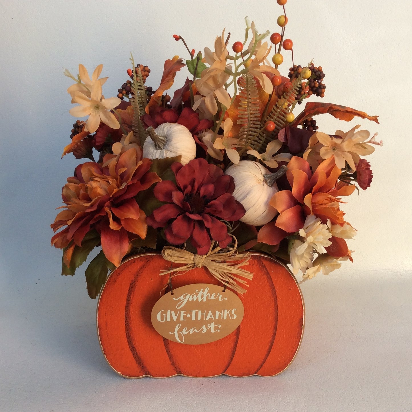 AGD Fall Decor-Harvest Thanksgiving Pumpkin Reversible Artificial Floral Display