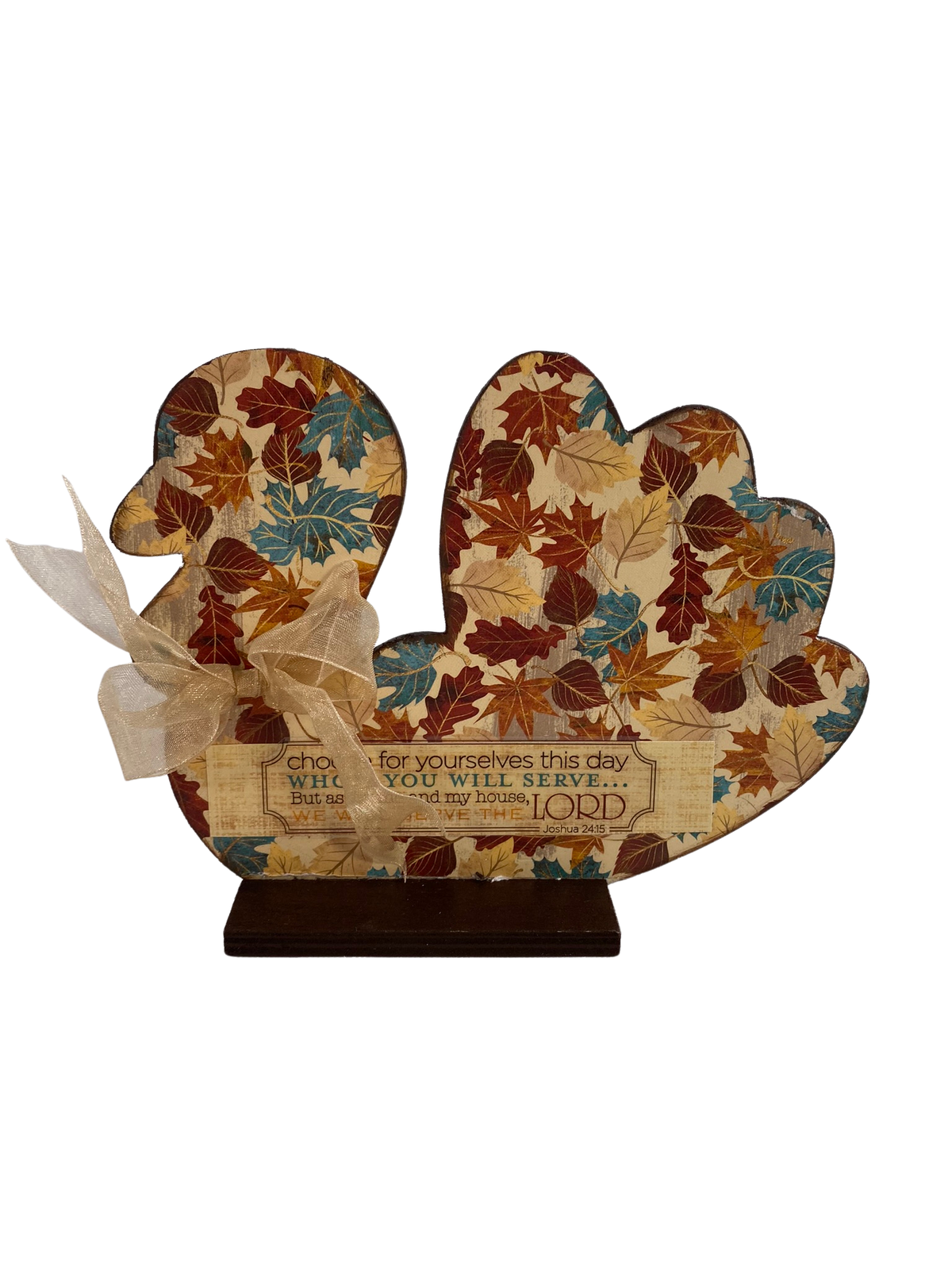 AGD Fall Decor - All Things Possible Serve The Lord Turkey Candy Corn 2pc Set