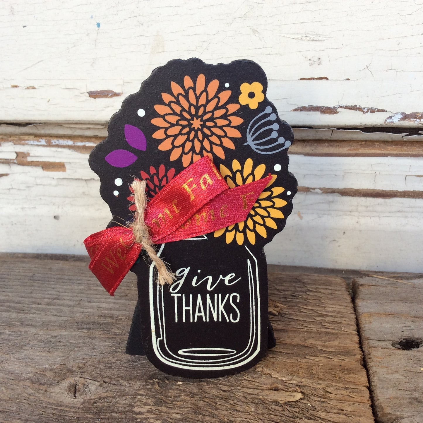 AGD Fall Decor - Give Thanks Mason Small Mum SMALL Sign Display