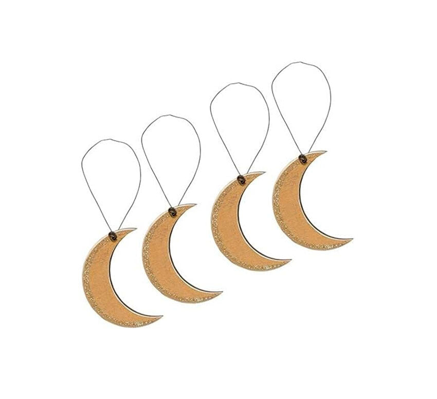 CWI Halloween Decor - Primitive Moon Ornaments 4pc Set