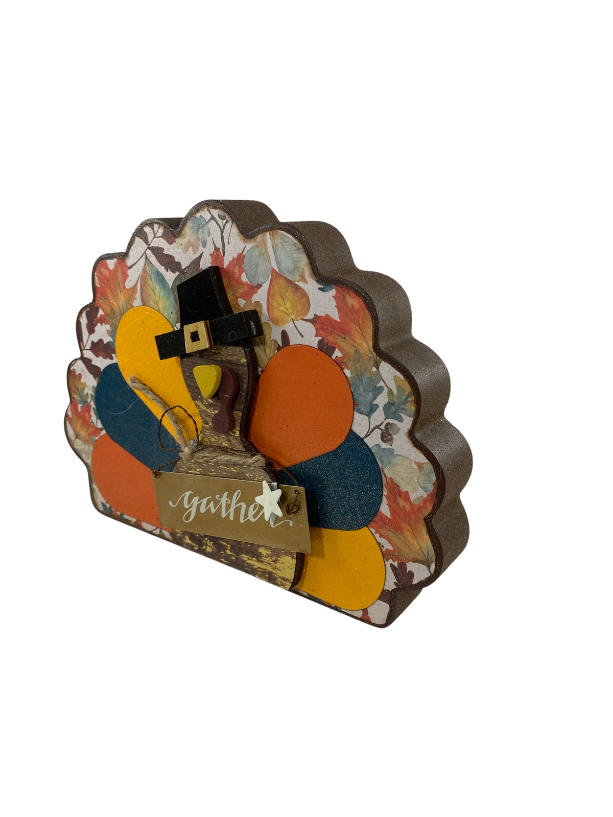 AGD Fall Decor - Reversible Gather Chunky Wood Turkey Sign