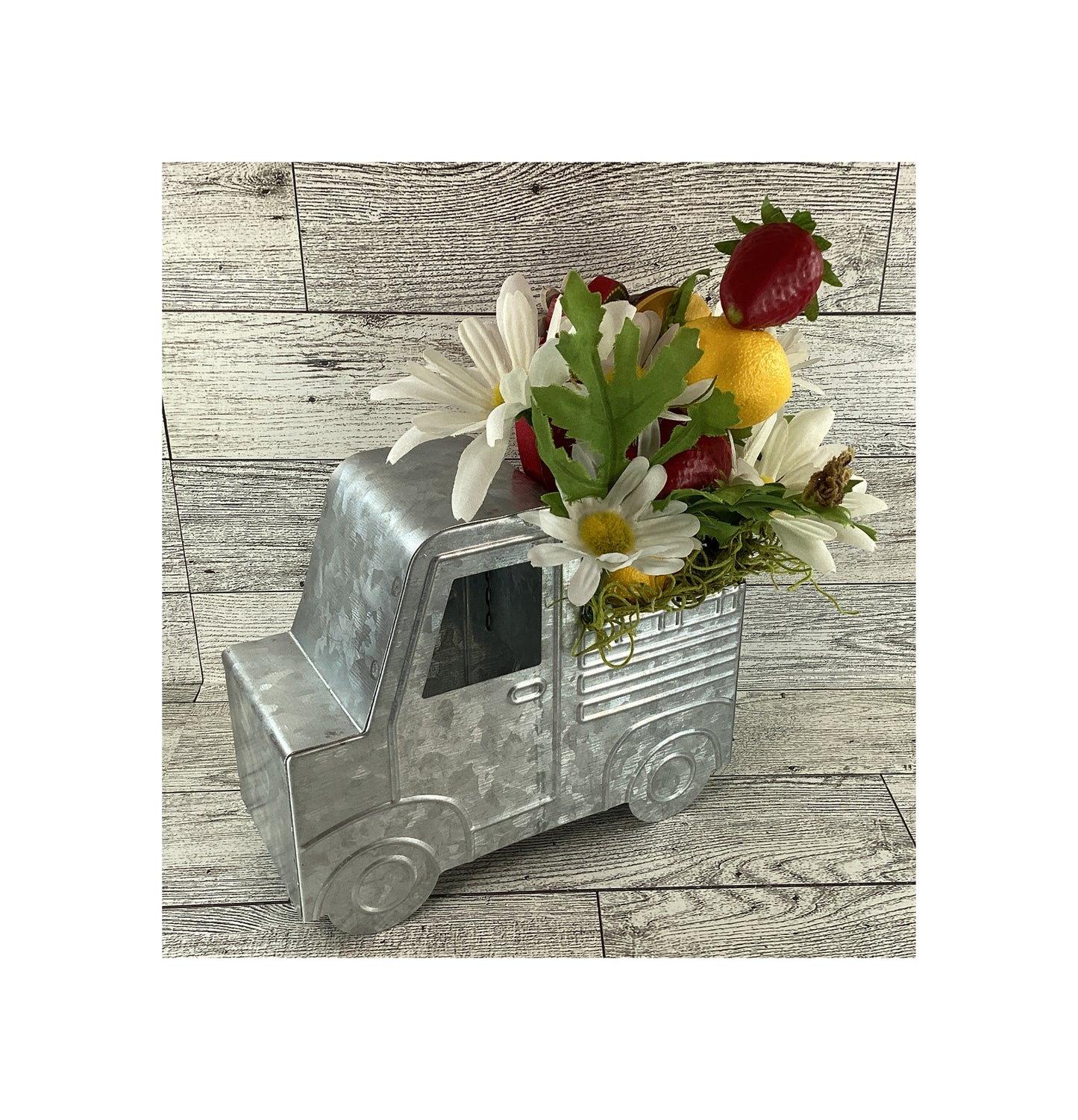 AGD Spring Summer Decor - Strawberry Lemonade Floral Metal Truck Display