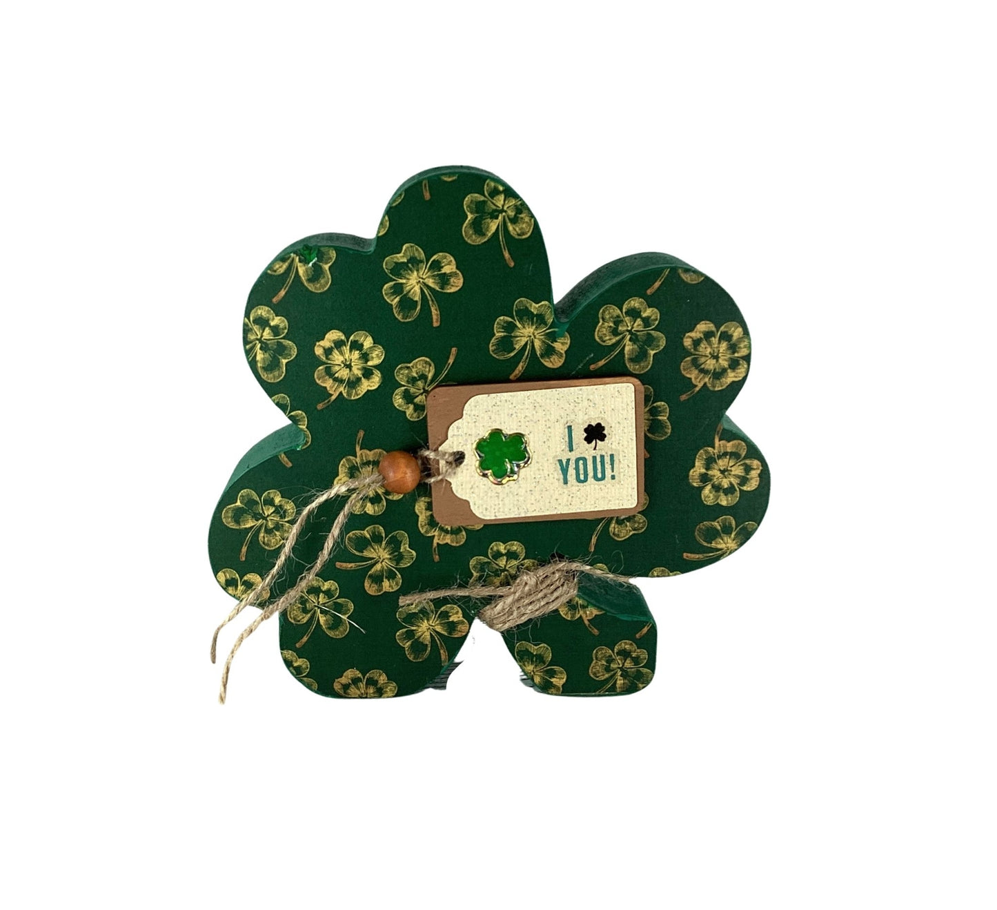 AGD Saint Patrick Decor - Chunky Wood Shamrock Sitter 2pc Set
