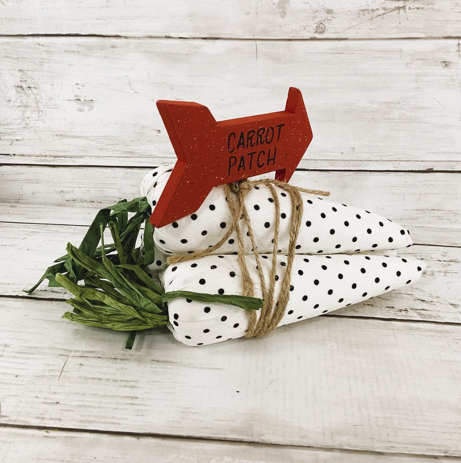 AGD Easter Decor - Black White Fabric Carrots Patch Display