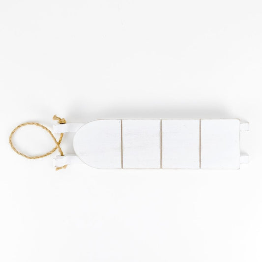 Adams Winter Decor - White Prim Weathered Wood Sled 11-inch