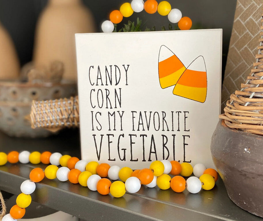 Collins Halloween Decor - Candy Corn Favorite Vegetable Box Sign