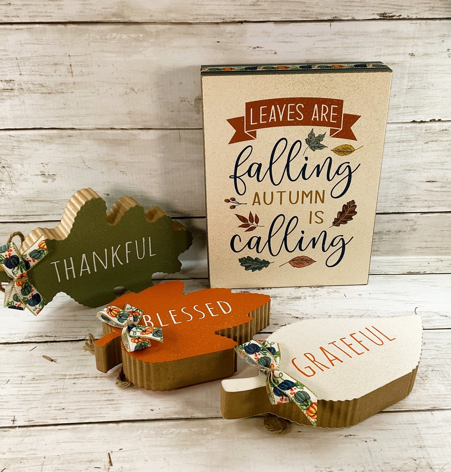 AGD Fall Decor - Chunky Leaves Are Falling Sitter Tier Tray 4pc Set