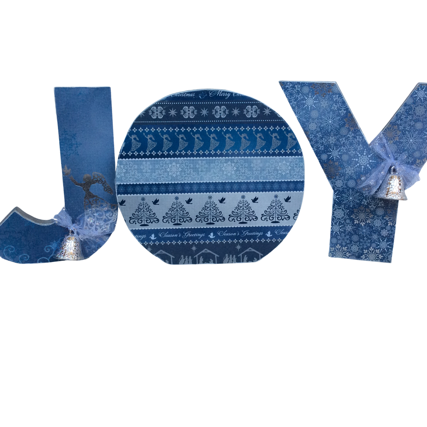 AGD Christmas Decor - Silver Blue Believe Angel Joy Tabletop Sign