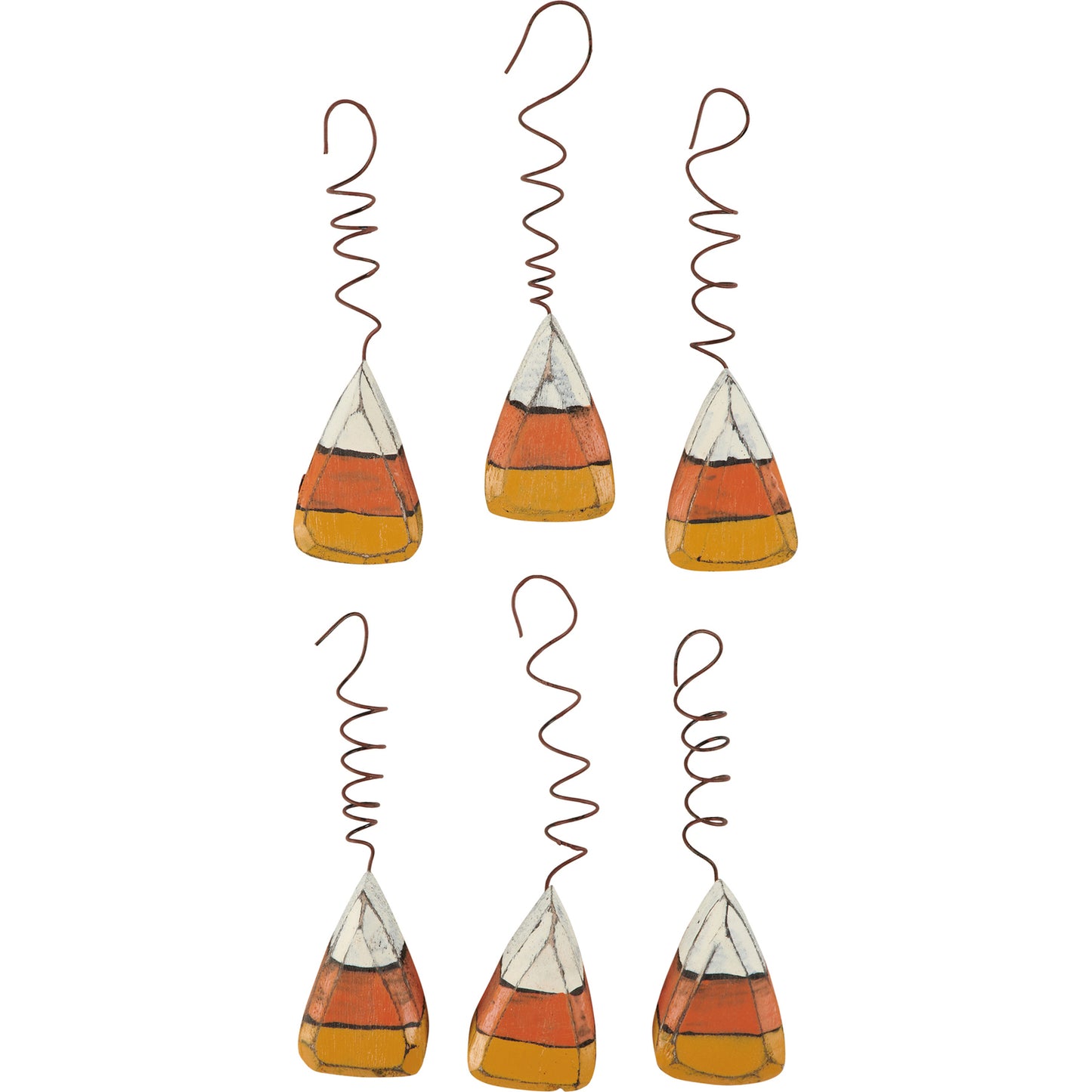 PBK Fall Decor - Prim Chunky Wood Candy Corn Bowl Ornaments 6pc Set